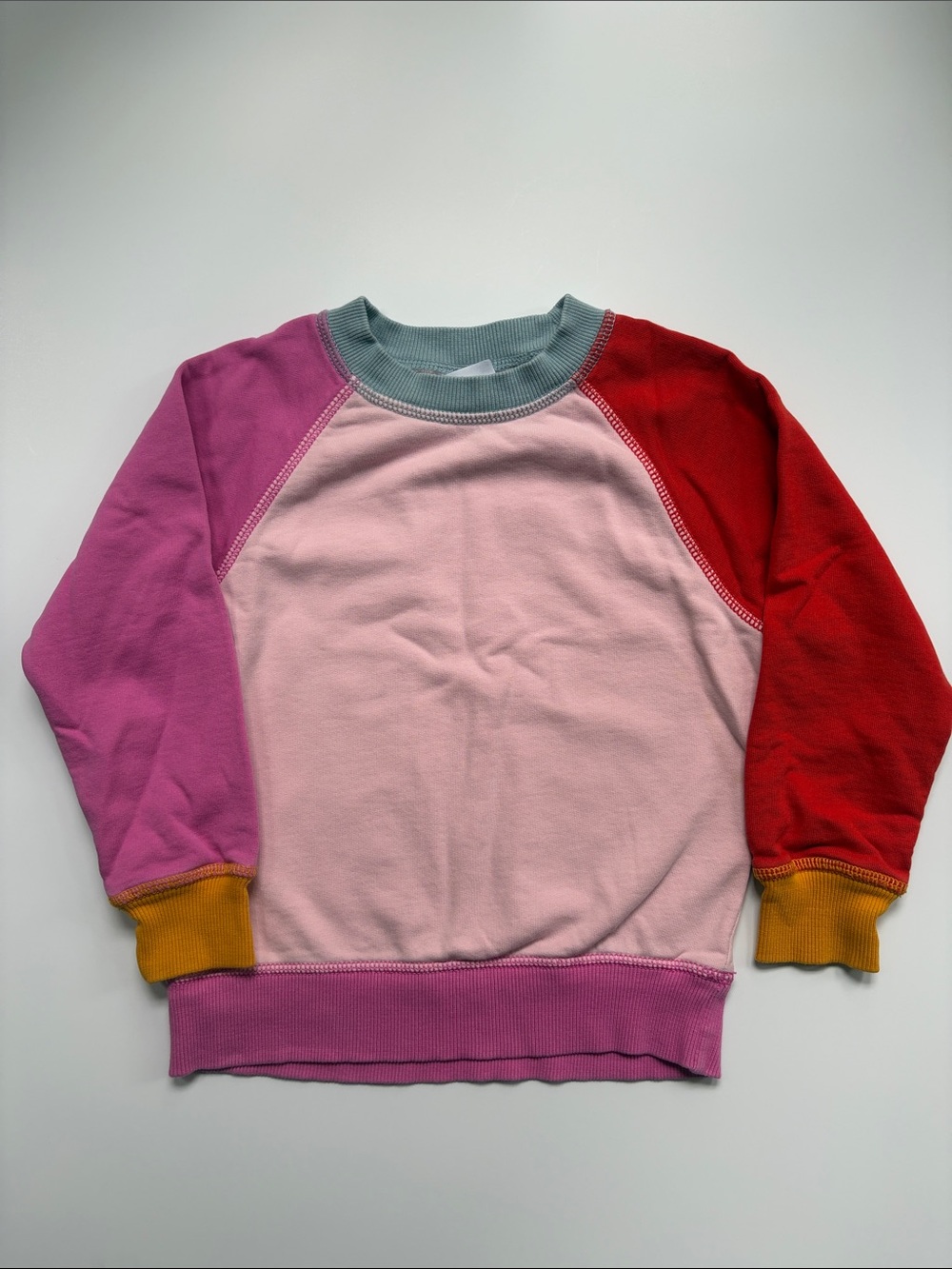 Hanna Andersson Pink Colorblock Sweatshirt with Red & Purple Sleeves